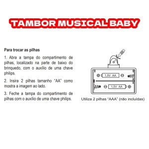 TAMBOR MUSICAL BABY COM LUZ E MÚSICA- DMB5799-AM