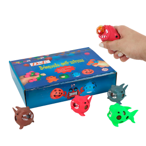 BRINQUEDO TUBARÃO DE PLÁSTICO ANTI-ESTRESSE BOX COM 12 UNIDADES - ZD004