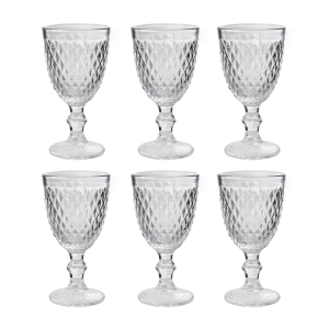 CONJUNTO DE  6 TAÇAS PARA VINHO DE VIDRO BICO DE ABACAXI TRANSPARENTE 210ML - LYOR 6462