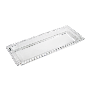 CENTRO DE MESA DECORATIVO DE VIDRO COM DETALHES NA BORDA 30CMX13CMX3CM - 3553