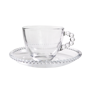 JOGO DE XÍCARAS DE CAFÉ DE VIDRO COM PIRES 50ML COM 12 PEÇAS - 3557-TR