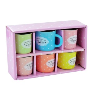 CONJUNTO COM 6 CANECAS CERAMICA 75ML POA COLORIDA - CEC01025