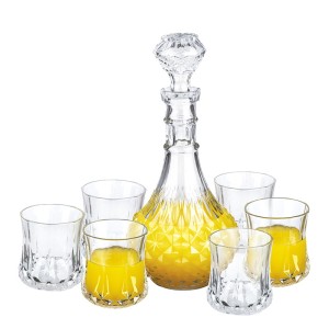 CONJUNTO GARRAFA DE LICOR 1 LITRO E 6 COPOS DE 195ML EM VIDRO