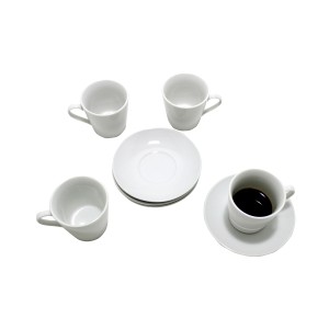 JOGO COM 4 XICARAS PARA CHÁ 150ML E 4 PIRES DE PORCELANA BRANCO