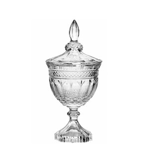 BOMBONIERE DE VIDRO COM HASTE E TAMPA 25CM