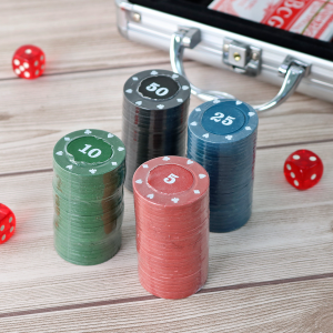 JOGO DE FICHAS PARA POKER NUMERADA NA MALETA COM 100 FICHAS - IM42059-D