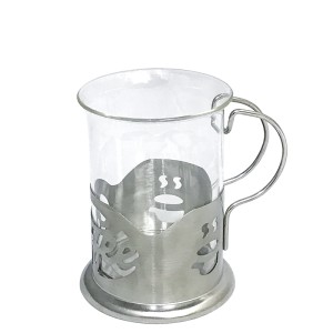 XICARA EM VIDRO E INOX ESTAMPA ONDAS 200 ML - IXB0901