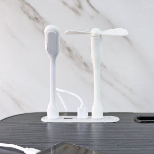 MESA PORTÁTIL DE MDF 60X40X28CM COM USB MINI VENTILADOR E MINI LUMINÁRIA - 21631-PT