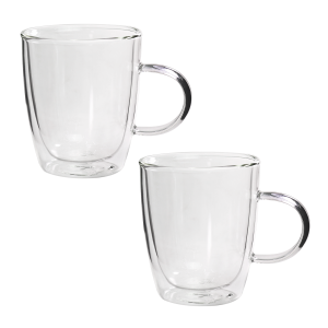 JOGO DE CANECAS DE VIDRO PAREDE DUPLA 315ML 02 PEÇAS - 3227