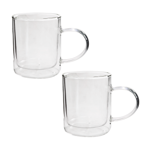 JOGO DE XICARA DE VIDRO DUPLA CAMADA 320ML 2 PEÇAS - 3228