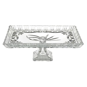 PRATO PARA BOLO COM PÉ DE CRISTAL RETANGULAR JANINE - 30X20CM - 7449