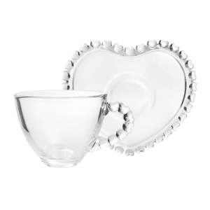 XÍCARA PARA CAFÉ COM PIRES DE CRISTAL DE CHUMBO CORAÇÃO 80ML - 1678