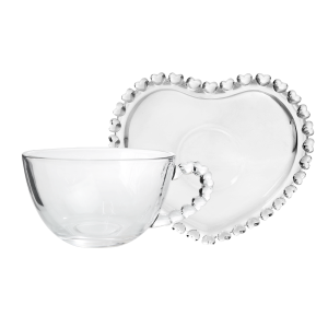 XÍCARA PARA CHÁ COM PIRES DE CRISTAL DE CHUMBO CORAÇÃO 170ML - 1679