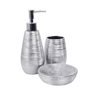 JOGO DE BANHEIRO DE CERÂMICA COM 3 PEÇAS 350ML - SXTE5189-PTA