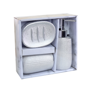 JOGO DE BANHEIRO DE CERÂMICA COM 3 PEÇAS 300ML- SXTE5190-PTA