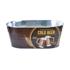 BALDE DE GELO DE METAL RETANGULAR PARA CERVEJA 7,6L DECORADO - CA12216-B