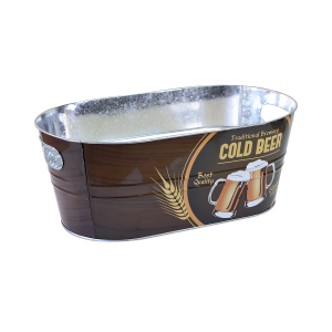 BALDE DE GELO DE METAL RETANGULAR PARA CERVEJA 7,6L DECORADO - CA12216-B
