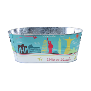 BALDE DE GELO DE METAL RETANGULAR PARA CERVEJA 7,6L DECORADO - CA12216-C