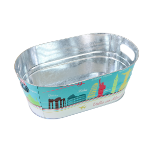 BALDE DE GELO DE METAL RETANGULAR PARA CERVEJA 7,6L DECORADO - CA12216-C