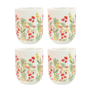 CONJUNTO DE 04 CANECAS ORIENTAL PARA CHÁ DE PORCELANA 150ML - CN0001-C