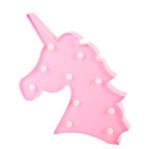 LUMINARIA PARA DECORACAO UNICORNIO 24,5X25,5X3CM A PILHA ROSA