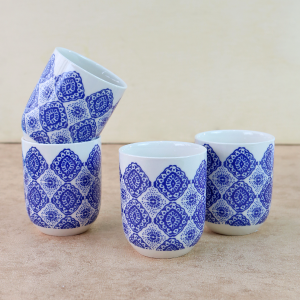 CONJUNTO DE 04 CANECAS ORIENTAL PARA CHÁ DE PORCELANA 150ML - CN0001-D