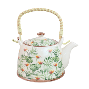 BULE CHALEIRA COM INFUSOR CERÂMICA FLORAL COM ALÇA 600ML - BUL0001-A