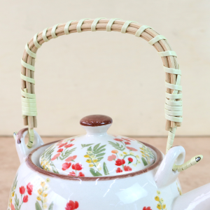 BULE CHALEIRA COM INFUSOR CERÂMICA  FLORAL COM ALÇA 600ML - BUL0001-C