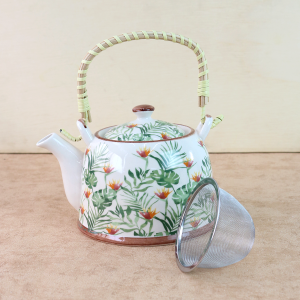 BULE CHALEIRA COM INFUSOR CERÂMICA FLORAL COM ALÇA 600ML - BUL0001-A