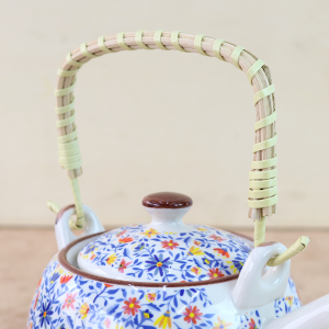 BULE CHALEIRA COM INFUSOR CERÂMICA  FLORAL COM ALÇA 600ML - BUL0001-E