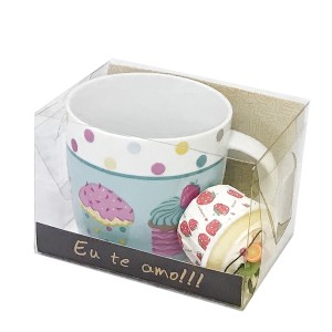 CANECA PORCELANA CUPCACKE E CHAVEIRO 12 X 8 X 9 CM - PRB0414