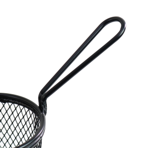 MINI CESTA DE SERVIR PORÇÕES EM FERRO REDONDA 8X8X8CM PRETO - CA09707