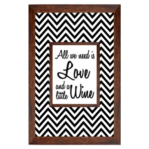 QUADRO PORTA ROLHAS 30X45CM MOLDURA MOGNO ALL WE NEED