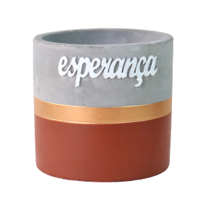 VASO DE CIMENTO COM FRASE ESPERANÇA 10X9CM - GDR0553-D