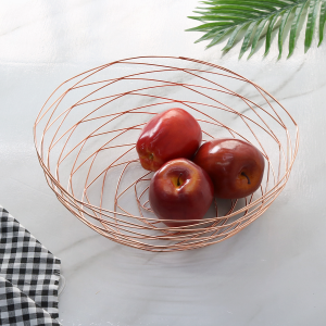 FRUTEIRA DE METAL ARAMADO GOLD ROSE 13X32CM - 2404