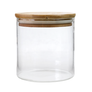 POTE DE VIDRO 600 ML COM TAMPA EM BAMBU E VEDAÇÃO DE SILICONE -BF2983