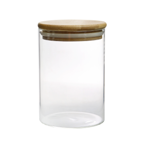 POTE HERMETICO DE VIDRO COM TAMPA BAMBU 8,5 X12,5CM - 74626