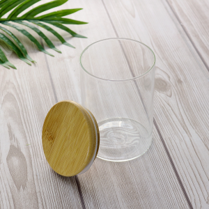 POTE HERMETICO DE VIDRO COM TAMPA BAMBU 8,5 X12,5CM - 74626