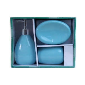 JOGO DE 03 PEÇAS PARA BANHEIRO DE CERÂMICA 400ML - CT0213-AZ