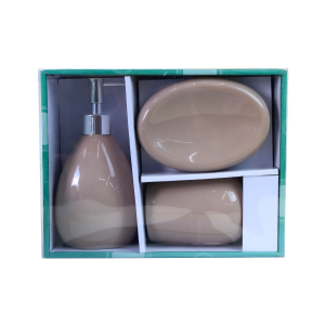 JOGO DE 03 PEÇAS PARA BANHEIRO DE CERÂMICA 400ML - CT0213-MR