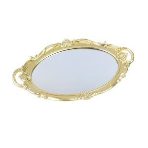 BANDEJA OVAL ESPELHADA DE PLÁSTICO COM ALÇA 25X37- HC001S-DOU