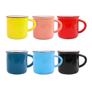 JOGO DE 06 CANECAS DE PORCELANA  COLORIDAS 50ML - HD53202