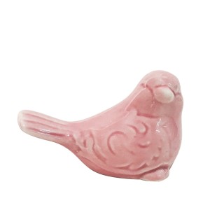 PASSARO PARA DECORACAO EM PORCELANA 9X5X6CM ROSA