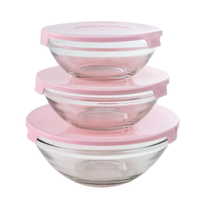 JOGO DE POTE DE VIDRO COM TAMPA  3 PEÇAS - VDA1305-RS