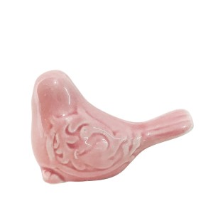 PASSARO PARA DECORACAO EM PORCELANA 9X5X6CM ROSA