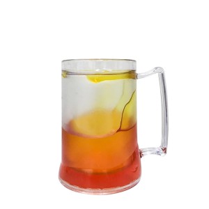 CANECA COM GEL CONGELANTE TRANSPARENTE 400ML GEL LARANJA