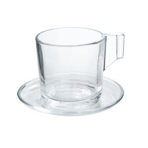 CONJUNTO DE 06 XÍCARAS PARA CHÁ COM PIRES DE VIDRO SODO CALCICO 125ML - 5181