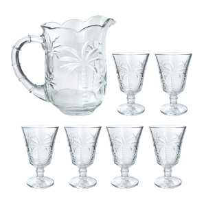 JOGO DE JARRA COM 6 TAÇAS DE CRISTAL PALM - 7445