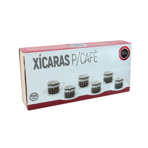CONJUNTO DE 06 XÍCARAS PARA CAFÉ DE PORCELANA BLACK DOTS 50ML - 8327