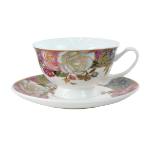 XÍCARA COM PIRES PARA CHÁ BLOOM 200ML PORCELANA - PRC01174